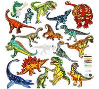 Sunshine-Smile 18 PCS Applique Patches Kit, Dinosauro Toppe,Toppe termoadesive,applicazioni termoadesive Toppe Vita camion,Fai da Te Patch Toppe,Toppe per Vestiti Toppa Ricamata,per Giubbotti, Jeans