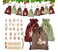 Sunshine smile 24 Avvento Calendario Avvento,Calendario avvento Sacchetto Regalo di Natale,Juta con Sacchetti Regalo,Sacchetti Juta Natale Calendario,Natale Calendario dell'Avvento (A)