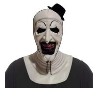 Sunshine smile Art The Clown Mask,Terrifier Maschera Art The Clown con Mini Cappello,Maschera da Clown Horror con Cappello di Natale,Joker Latex Mask for Adulti Scary Halloween Carnevale Costume