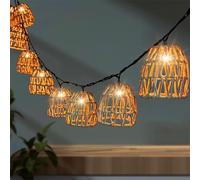 Sunshine smile Catena di Luci per Esterni,Catena Luminosa Palline Rattan,10 LED Bianchi Caldi Corda luminosa a Sfera in Rattan,Impermeabile Catena Luminosa Esterno Solare