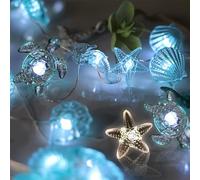 Sunshine smile Catena luminosa con animali marini, 2 m, 20 LED, per cameretta dei bambini, catena luminosa a batteria, catena luminosa per interni della cameretta dei bambini, catena luminosa a