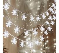 Sunshine smile Fiocchi di Neve Lucine, 6M 40LED Catena Fiocco Neve Stringa, Luce del Fiocco Neve Natale, Luci a Fiocco Neve LED, Decorazione per Albero di Natale, Casa, Camera da Letto, Feste