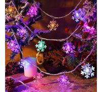 Sunshine smile Fiocchi di Neve Lucine, 6M 40LED Catena Fiocco Neve Stringa, Luce del Fiocco Neve Natale, Luci a Fiocco Neve LED, Decorazione per Albero di Natale, Casa, Camera da Letto, Feste