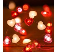 Sunshine smile Ghirlanda di luci a forma di cuore, 2 m, 20 LED, a forma di cuore, catena luminosa per interni, finestre, interni ed esterni, catena luminosa a batteria, catena luminosa, tenda, esterno