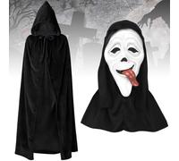 Sunshine smile Spaventoso Volto Fantasma Maschera,Maschera da Urlo Fantasma Cosplay,Maschere Spaventose di Halloween,per Adulti,Bambini,Carnival Scream Costume Cosplay Accessorio Bar Masquerade