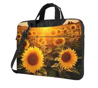 Sunshine Sunflower Field Borsa per computer portatile per uomo donna manica per laptop borsa a tracolla borsa messenger per computer, Nero, 13 inch