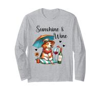 Sunshine & Wine Dog Mom Wine Lover Drinking Summer Beach Maglia a Manica
