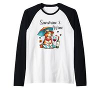 Sunshine & Wine Dog Mom Wine Lover Drinking Summer Beach Maglia con Maniche Raglan