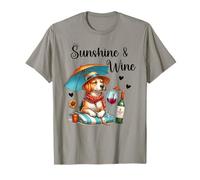 Sunshine & Wine Dog Mom Wine Lover Drinking Summer Beach Maglietta