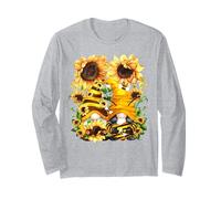 Sunshine Wishes And Honey Bee Kisses Cute Sunflower GNOME Maglia a Manica