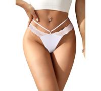 sunshinelady Donna Sexy String Tanga in Pizzo Senza Cuciture Perizoma Slip Brasiliana Mutande T-Back Donna Intimo Alta Vita Taglie Forti Bianco XL
