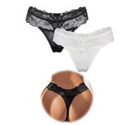 sunshinelady Sexy Perizoma Tanga Donna Pizzo Chic Mutandine a Vita Bassa Slip Brasiliano Pantaloncini di Grandi Dimensioni Panties Biancheria intima Femminile Confortevole Hipster Multicolore, 2