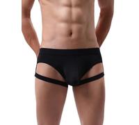 sunshinelady Slip Uomo Ice-Silk con Elastico Sexy Mutande Perizoma Tanga String Thong Intimo da Uomo Traspirante Vita Bassa Taglie Forti Nero M