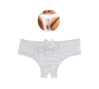 sunshinelady Taglie Forti Perizoma Aperto in Pizzo Donna Sexy Slip Tanga Ouvert Mutandine Aperte String Sexydonna Hot Intimo Erotico con Fiocco Bianco 4XL
