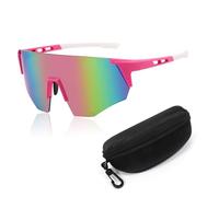 Sunshinestar Occhiali Veloce Rosa Uomo Donna Occhiali Sportivi UV400 Protezione Antivento e Antiappannamento Occhiali da Ciclismo MTB Strada Sci Corsa Pesca Golf Rave Party Outdoor