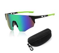 Sunshinestar Occhiali Veloce Verde Uomo Donna Occhiali Sportivi UV400 Protezione Antivento e Antiappannamento Occhiali Da Ciclismo MTB Strada Sci Corsa Pesca Golf Rave Party Outdoor