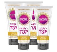 Sunsilk Colore Al Top Serial Blonde Trattamento Tonalizzante con Pigmenti Colorati e Olio di Argan per Capelli Biondi Decolorati o con Schiariture- 4 Flaconi da 180 ml