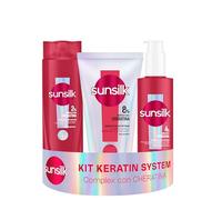 Sunsilk Kit Keratin System Set 3 Prodotti Capelli Lisci Anticrespo | Shampoo 250ml + Balsamo 180ml + Siero Termoprotettore 200ml, con Cheratina e Ultra Liss Complex, 72 Ore di Capelli Lisci*