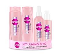 Sunsilk Kit Luminous 100, Set Cura Capelli, con Shampoo 250ml, Balsamo Capelli 200ml, Siero 200ml e Spray Extra Brillantezza 200ml, Luminous Complex con Glycol&Vitamina C, Luminosità Effetto Specchio