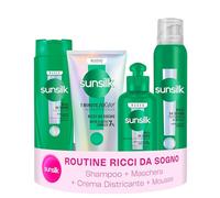 Sunsilk Kit Ricci da Sogno Set 4 Prodotti Capelli Ricci Anticrespo | Shampoo 250ml + 1 Minute WOW 180ml + Crema Districante 200ml + Mousse 200ml, per Ricci Definiti, Elastici e Morbidi