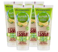 Sunsilk Shampoo Scrub Detox Ricarica Naturale per Cute e Capelli Grassi con Tè Verde e Limone Ingredienti di Origine Naturale Senza Siliconi - 4 Flaconi da 200ml