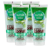 Sunsilk Shampoo Scrub Detox Ricarica Naturale per Tutti i Tipi di Cute e Capelli con Aloe Vera Ingredienti di Origine Naturale Senza Siliconi - 4 Flaconi da 200ml