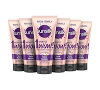 Sunsilk, Trattamento Intensivo 1 Minute Wow, Maschera Capelli Lisci, Linea Liscio Perfetto, Maschera Capelli Ristrutturante, con Olio d’Argan, Proteine della Seta e Biotina, 6 Pezzi da 180ml