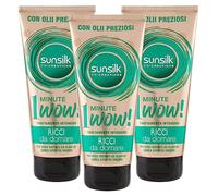 Sunsilk Trattamento Intensivo 1 Minute Wow Ricci da Domare Maschera per Capelli Ricci con Oli Preziosi Anti Effetto Crespo - 3 Flaconi da 180ml