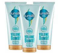 Sunsilk Volume Bomb Balsamo per Tutti i Tipi di Capelli Formula Super Fusion 24h con Acido Ialuronico ed Arginina ad Azione Nutriente Idratante Volumizzante Illuminante - 3 Flaconi da 180ml