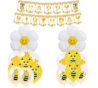 SUNSK Ape Palloncini Margherita Fiore Foil Palloncino Buon Compleanno Striscione Giallo Lattice Elio Palloncini Margherita Decorazioni per Feste a Compleanno (18 Pezzi)