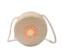 SUNSK Margherita Borsa a tracolla ragazza fiori paglia mini borsa di paglia crossbody bag principessa portafogli per bambini ragazze 3-10 anni, beige