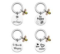 SUNSK Portachiavi Bee Happy Portachiavi con ciondoloportachiavi Regalo Gioielli Api Portachiavi a forma di ape portachiavi animale Regalo per famiglia, insegnanti, amici 4 pezzi