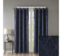 SUNSMART Mirage - Tende oscuranti 100% totali in tessuto jacquard damascato oscuranti, pannello con passante, 50 x 95 cm, colore: blu navy