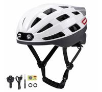 SunsoilGiant Casco Bici con Illuminazione LED Anteriore E Posteriore con Telecomando Struttura Ventilata Adatto per Spostamenti Cittadini E Escursioni Lunghe, Bianco, L 57-62 Cm