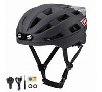 SunsoilGiant Casco Bici con Illuminazione LED Anteriore E Posteriore con Telecomando Struttura Ventilata Adatto per Spostamenti Cittadini E Escursioni Lunghe, Nero, L 57-62 Cm