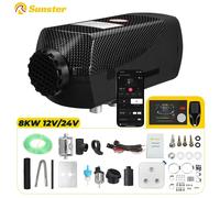 Sunster 12V 24V 8KW Riscaldatore ad aria diesel Riscaldatore di parcheggio Riscaldatore notturno a basso rumore con controllo APP LCD e Bluetooth per camper auto camion casa