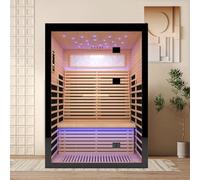 SUNTAGE Sauna di lusso a infrarossi lontani per la casa, sauna canadese in legno di cicuta con 8 piastre riscaldanti epossidiche, alta potenza 2160 W, luce a stella e striscia a doppio colore, carico