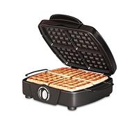 SUNTEC piastra per waffle per 4 waffle belgi spessi - Piastra per waffle da 1200 watt - Leva per waffle in acciaio inox - Piastre antiaderenti - Forma quadrata - Gusto per bambini e adulti - WAE-8335