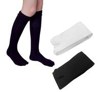 SUNTRADE 2 paia di calzini tabi con punta divisa, sandali casual, calzini lunghi, calzini giapponesi per uomo e donna, Nero/Bianco, M/L