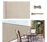 Sunula Frangivista Balcone 75x600cm, Protezione Privacy, Telo per Ringhiera in Poliestere, con Cinghie Nylon, Corda, Occhielli Brevettati Anti-Rotura, Resistente alle Intemperie, Taupe