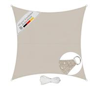 Sunula Vela Ombreggiante Impermeabile 3x3m - PES 160g/m², con Fettuccia Perimetrale e Anelli in Acciaio Inox, Sigillatura Cuciture e Protezione UV 95%, per Balcone Terrazza Giardino, Taupe