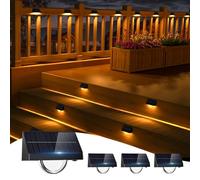 sununiny 4 pezzi Luci Solari per Esterni Scale, IP44 Lampade solari a LED impermeabili, lampade da giardino per terrazza e gradini, lampada solare con 3 modi bianco caldo/cambiamento di colore