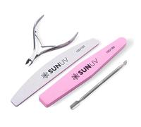 SUNUV Set di 4 pinze per cuticole, spingi cuticole con lima per unghie e buffer, per rimuovere cuticole con tagliacuticole, tagliacuticole, professionale, in acciaio inossidabile, durevole, per
