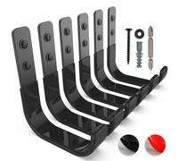 SunVFaFa 6 Ganci da Muro Pesanti, Ganci da Parete per Garage in Metallo, Ganci per Garage a J Resistenti, Organizer per Attrezzi Montabile a Parete, per Appendere Utensili Elettrici (10 cm, 25 kg)