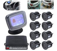 SUNWAN - Sistema di assistenza per parcheggio auto, con 4 + 4 sensori, allarme acustico, distanza di rilevamento 0,3 - 2,5 m, con sensore di parcheggio per retromarcia e sistema radar, impermeabile.