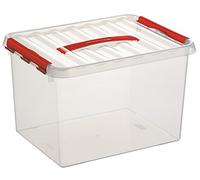 Sunware Q-Line - Contenitore da 22 l, 400 x 300 x 260 mm, colore: trasparente/rosso
