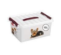 Sunware Q-line Porta Crocchette Cane 15L - 40x30x18cm - Contenitore Cibo per Cani e Gatti - Impilabile con Coperchio e Maniglia