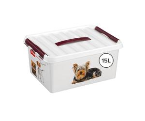 Sunware Q-line Porta Crocchette Cane 15L - 40x30x18cm - Contenitore Cibo per Cani e Gatti - Impilabile con Coperchio e Maniglia