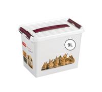 Sunware Q-line Porta Crocchette Cane 9L - 30x20x22cm - Contenitore Cibo Cani e Gatti - Impilabile Bianco Bordeaux