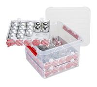 Sunware Q-Line, scatola natalizia, 26 litri + inserto per 75 palline di Natale, trasparente / rosso.